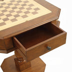 Square Top Game Table with Wooden Pedestal Base, Cherry | Premium Home Decor - Grand Goldman