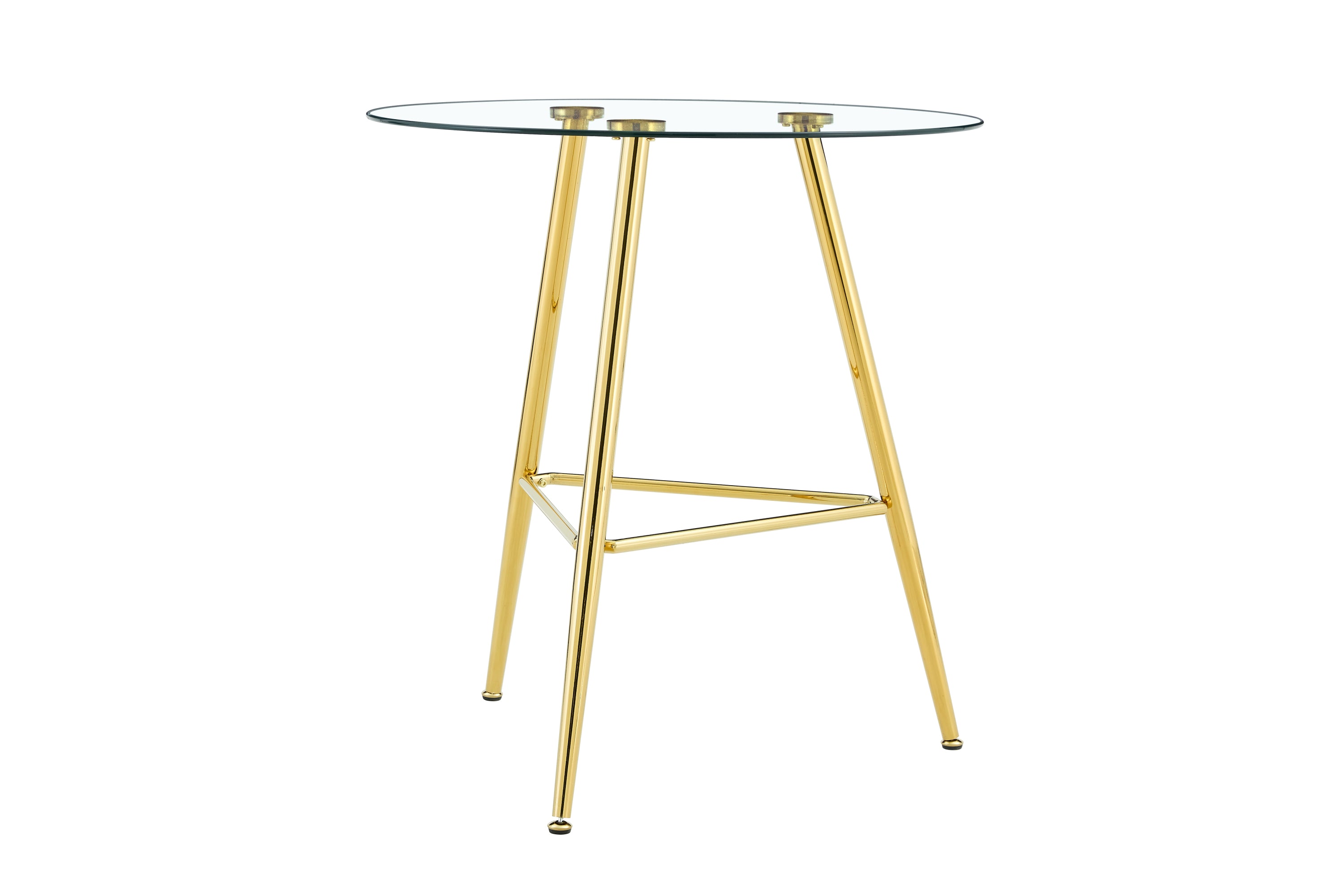 36 Inch Height Bar Table, 34 Inch Round Tempered Glass Top Pub Table with Chrome-Plated Golden Metal Legs, Modern Bistro Table for Kitchen Island/Bar/Cafe - Grand Goldman Shop