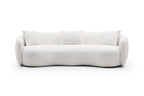 Mid Century Modern Curved Living Room Sofa, 4-Seat Boucle Fabric Couch for Bedroom, Office, Apartment, off white(beige and white) - Grand Goldman Shop