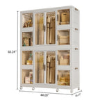 Portable Wardrobe Closet Storage Organizer for Clothes with Magnetic Doors, 12 Cubes & 2 Hanging Rods, White - Grand Goldman Shop