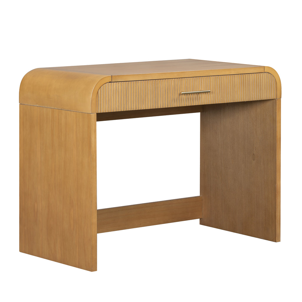 39' Makeup Vanity Table with Mirror Touch Screen Lighted Mirror, Dressing Table with Drawer for Bedroom, Natural - Grand Goldman Shop