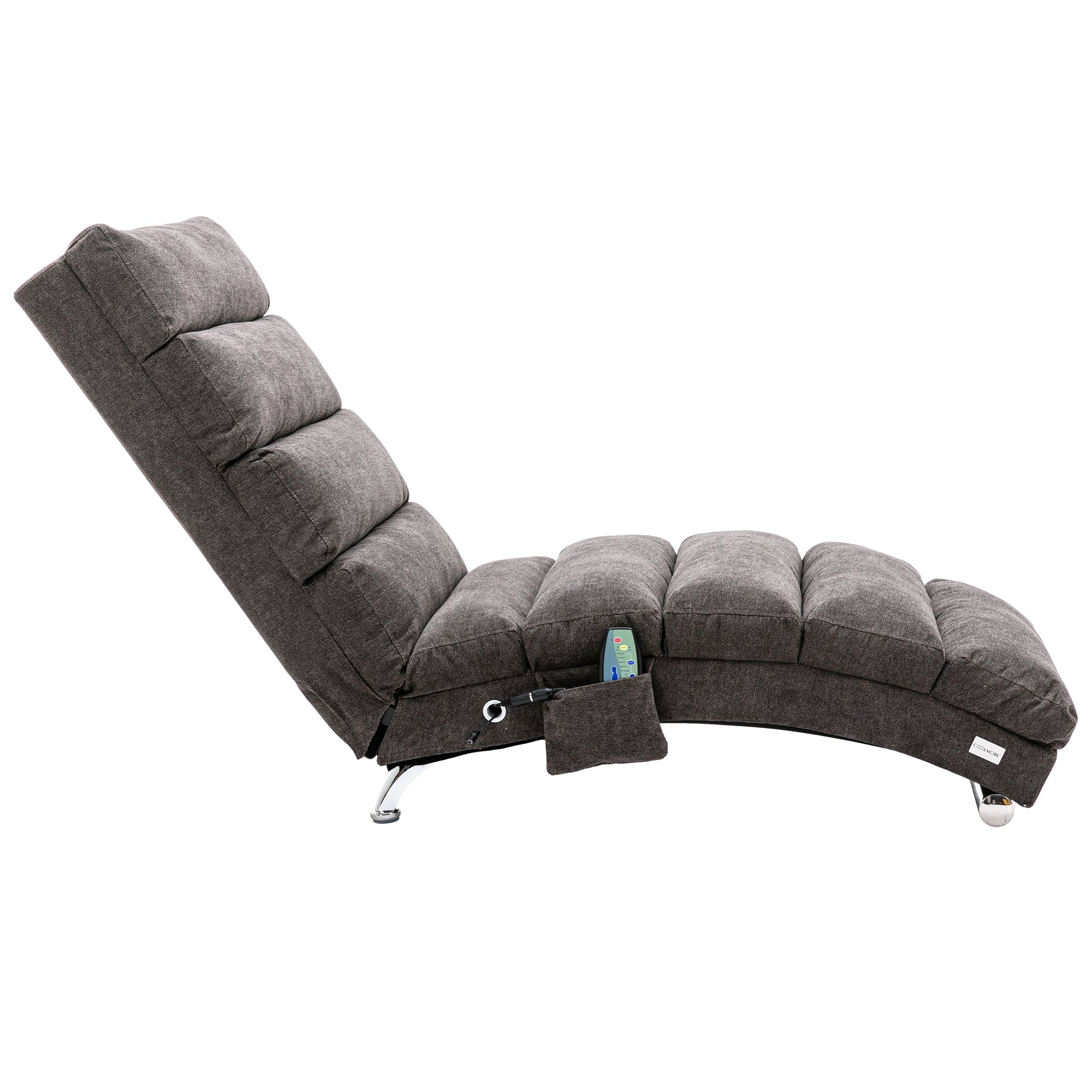 Ergonomic Linen Massage Chaise Lounge with Remote Control, Dark Gray, Electric Massage Lounger with 5 Modes - Grand Goldman Shop