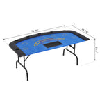 Soozier Poker Table Foldable, 72' Blackjack Table for 7 Players with Chip & Cup Holder, Blue Felt | Premium Home Decor - Gran