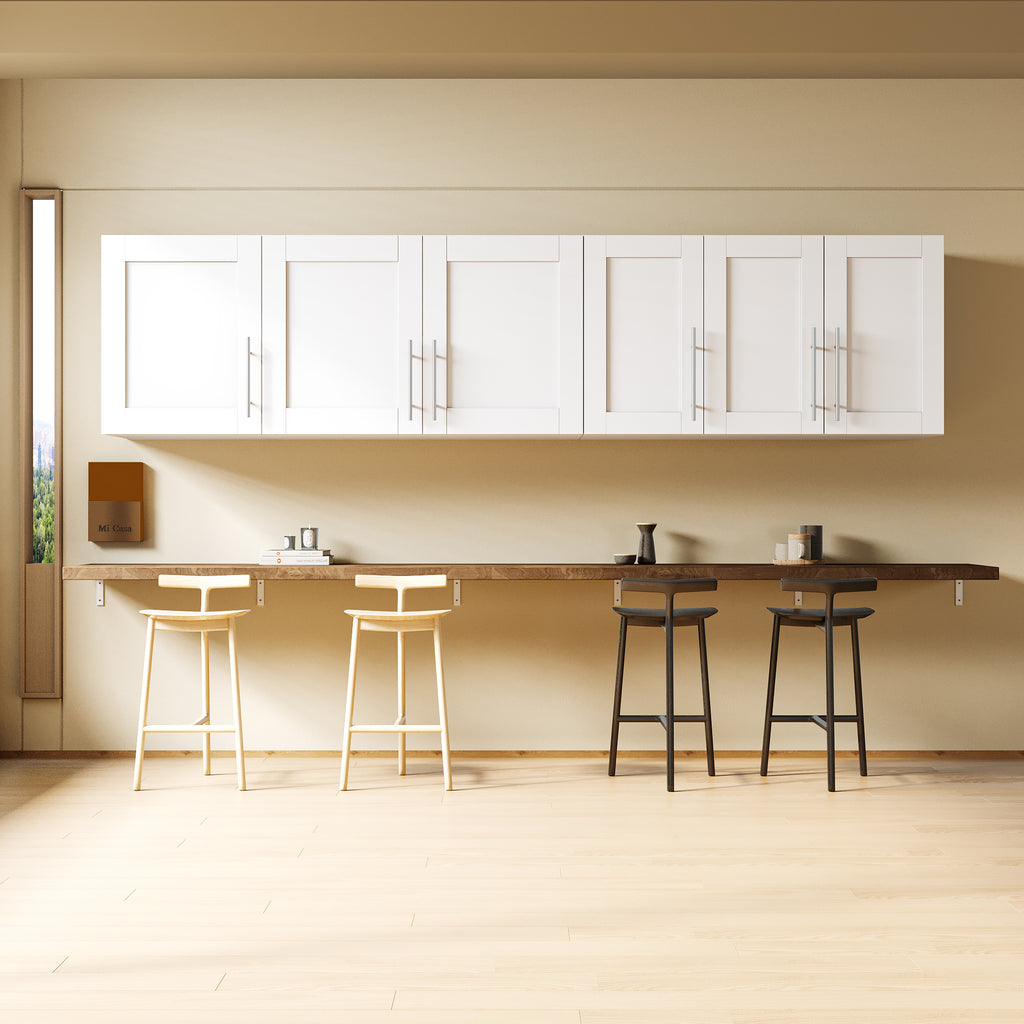 Stackable Wall Mounted Storage Cabinet, 15.75 'D x 35.43' W x 19.69 'H, White - Grand Goldman Shop