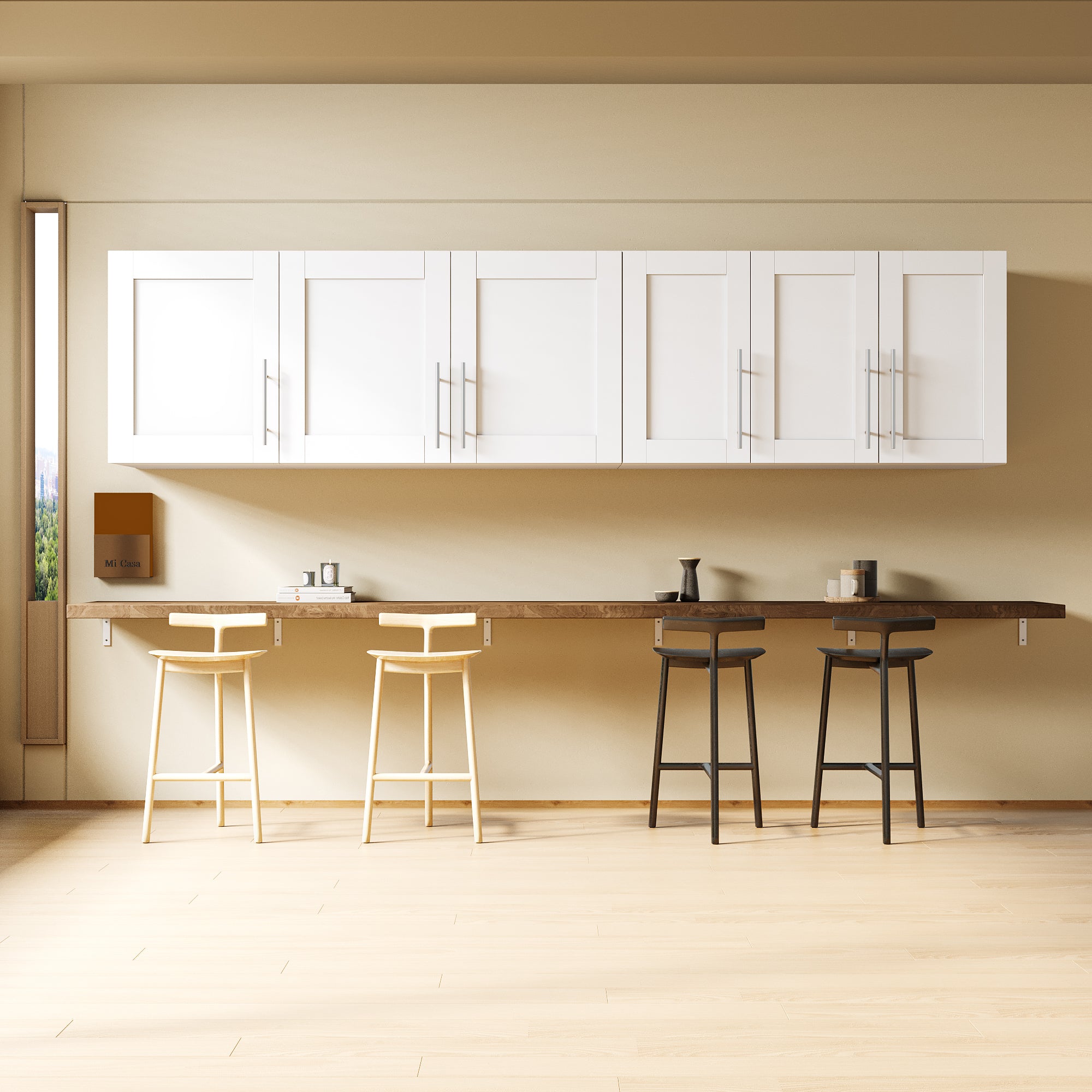 Stackable Wall Mounted Storage Cabinet, 15.75 'D x 35.43' W x 19.69 'H, White - Grand Goldman Shop