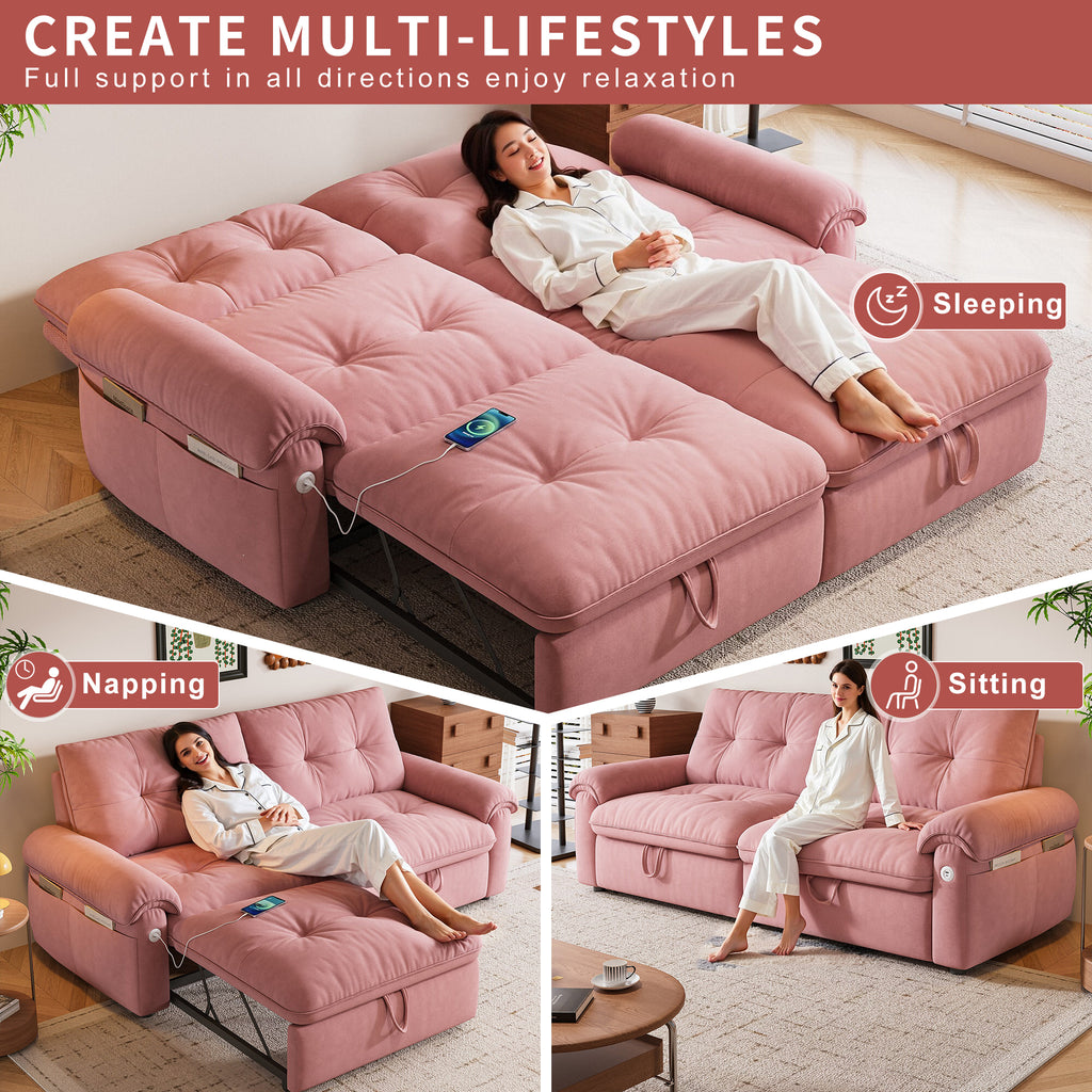 W3820S00026, a 77-inch convertible sofa bed, and a 2-in-1 piece suitable for both sitting and lying. Made of cloud-like fabric, it is applicable to living rooms, bedrooms and apart - Grand Goldman Shop