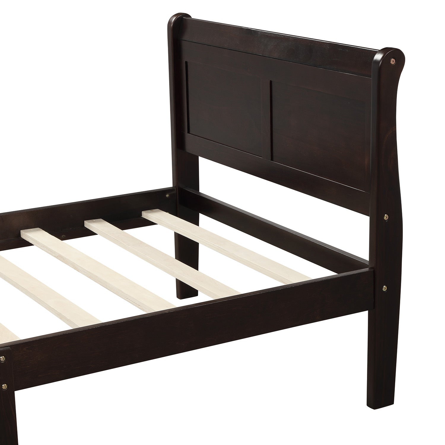 Minimalist Wood Platform Twin Bed Frame with Headboard and Footboard in Espresso - Grand Goldman Shop