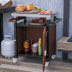 Outdoor Grill Cart with Stainless Steel Tabletop, Storage, Patio Kitchen Island with Wheels, Hooks, and Spice Rack, Waterproof Outdoor Grill Table, Movable BBQ Serving Cart Rolling Bar Cart - Grand Goldman Shop