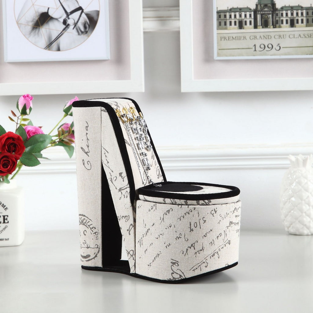 9' Tall Display Jewelry Box with Hooks, High Heel Shoe Design, Stencil Letter Print - Grand Goldman Shop