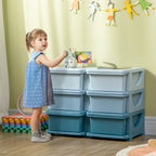 Qaba 3 Tier Kids Storage Unit, 6 Drawer Chest Toy Organizer Plastic Bins for Kids Bedroom Nursery Kindergarten Living Room fo