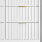 White 9 Drawer Dresser, 63' Large Deep Chest of Drawers, Wooden Dresser Storage Cabinet with 9 Drawers for Bedroom, Long Dressers for Living Room, Hallway, Drawer panel with wavy patterns - Grand Goldman Shop