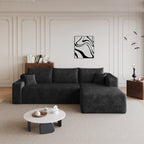 95' Cloud Sectional Sofa,Modern Minimalist Upholstered Couches, Comfort U Shaped Sofa for Living Room,Deep Seat Corner Couch,No Assembly Required,Black (Plush Corduroy Fabric) - Grand Goldman Shop