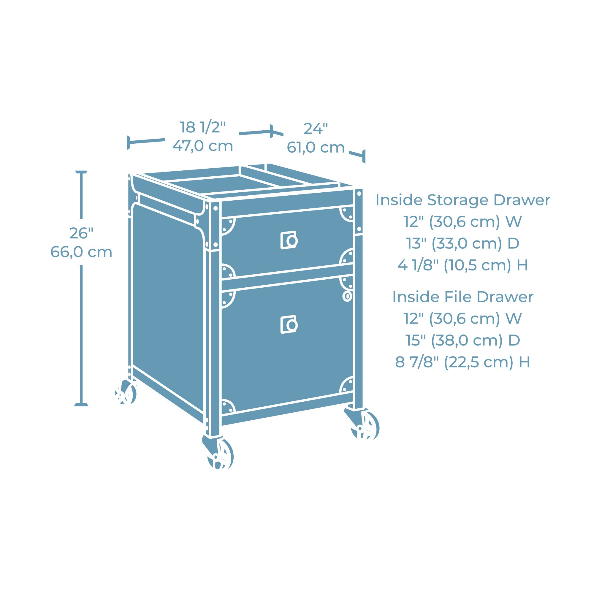 Stylish 2-Drawer Mobile File Pedestal, Brown finish - Available at Grand Goldman
