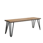 Aryven Industrial Wood Dining Bench, Rustic Dark Pine Finish - Grand Goldman Shop