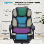 Office Chair with Foot Rest, Executive Office Chair with Arms, Reclining Computer Chair with Wheels and Lumbar Support, PU Le