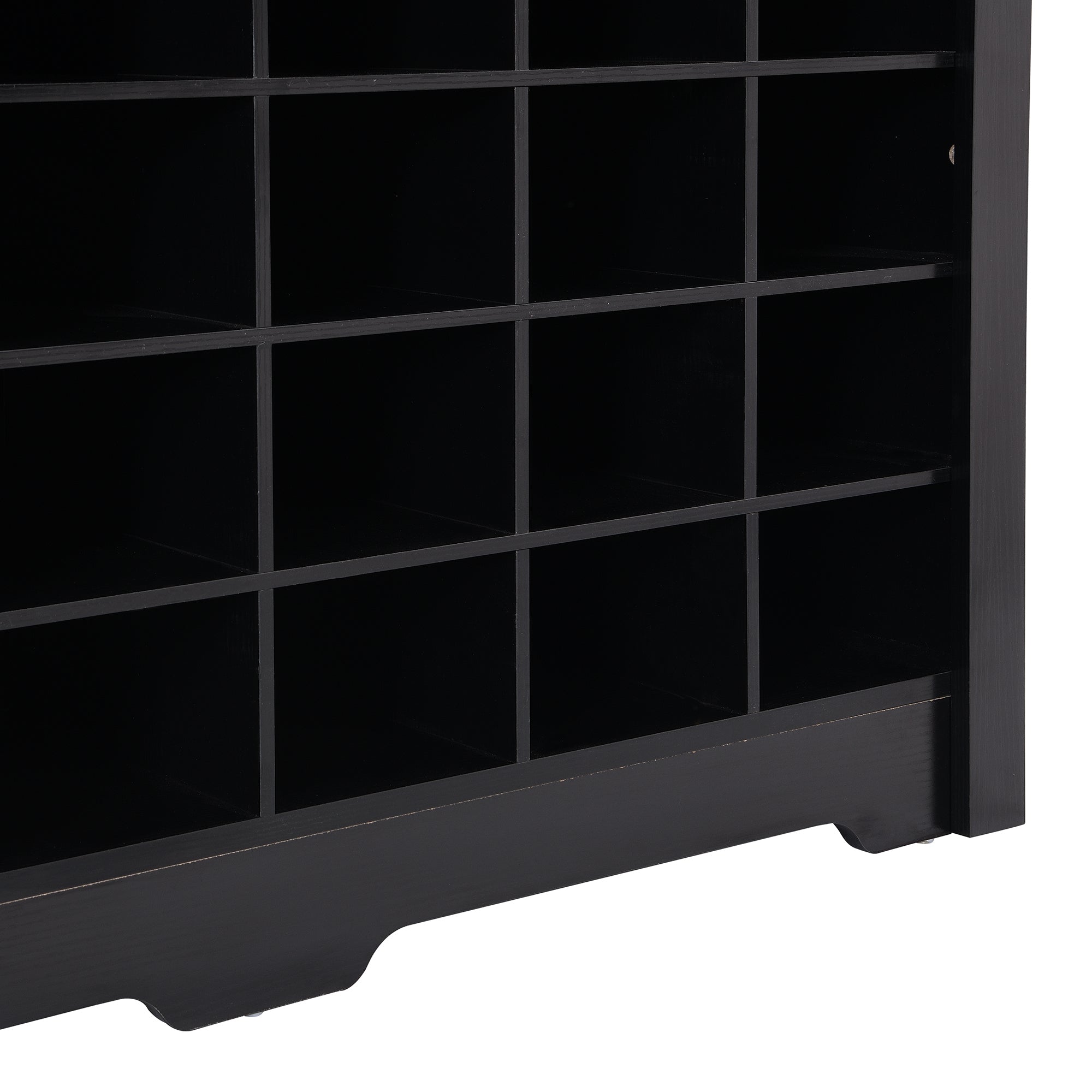 ON-TREND Sleek Design 24 Shoe Cubby Console, Modern Shoe Cabinet with Curved Base, Versatile Sideboard with High-quality for Hallway, Bedroom, Living Room, Black - Grand Goldman Shop