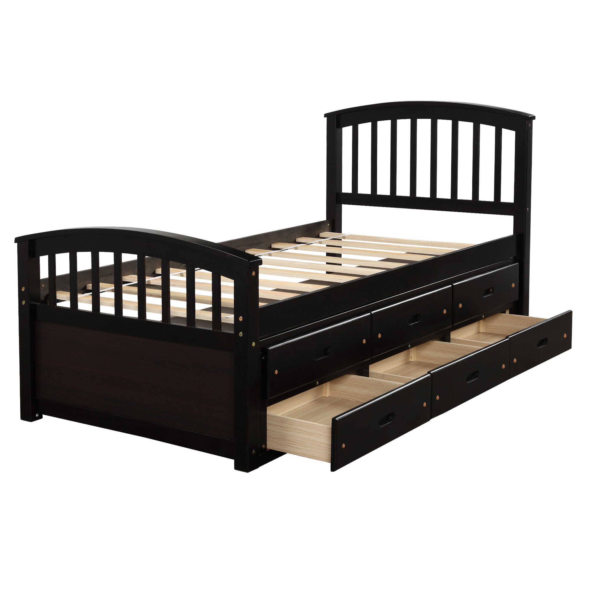 Orisfur. Twin Size Platform Storage Bed Solid Wood Bed with 6 Drawers - Grand Goldman Shop