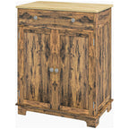 HOMCOM Sideboard with Solid Wood Countertop, Modern Kitchen Storage Cabinet, Coffee Bar Cabinet with 2 Drawers, Doors and Adj