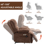 23' Seat Width and High Back Large Size Chenille Power Lift Recliner Chair with 8-Point Vibration Massage and Lumbar Heating, Brown - Grand Goldman Shop