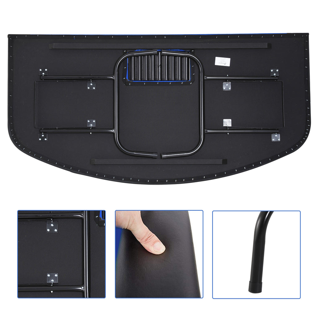 Soozier Poker Table Foldable, 72' Blackjack Table for 7 Players with Chip & Cup Holder, Blue Felt | Premium Home Decor - Gran