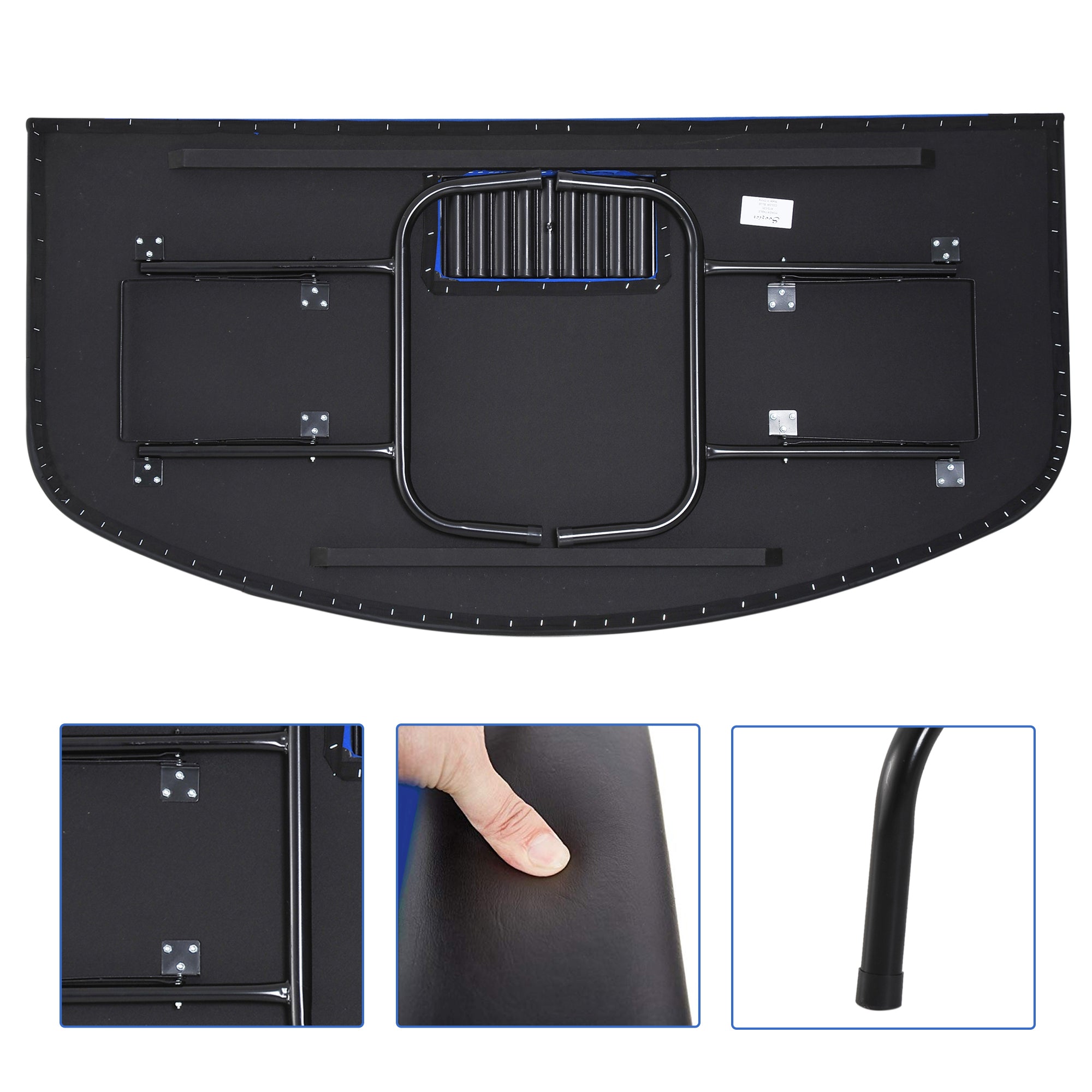 Soozier Poker Table Foldable, 72' Blackjack Table for 7 Players with Chip & Cup Holder, Blue Felt | Premium Home Decor - Gran