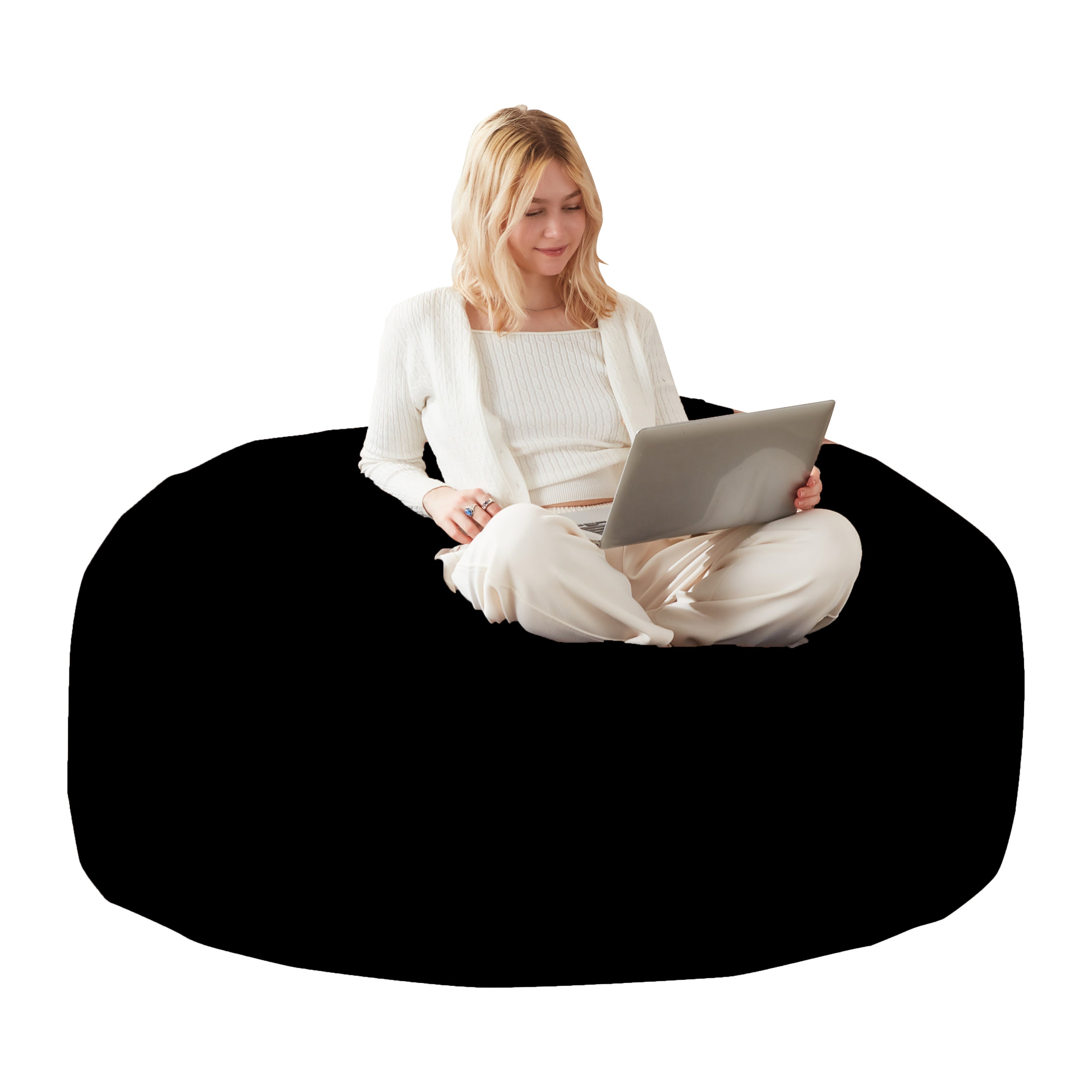 6FT bean bag chair, memory foam filling, adult and teen bean bag chair, soft sofa with removable flannel cover, round sofa for living room, bedroom, college dorm. - Grand Goldman Shop