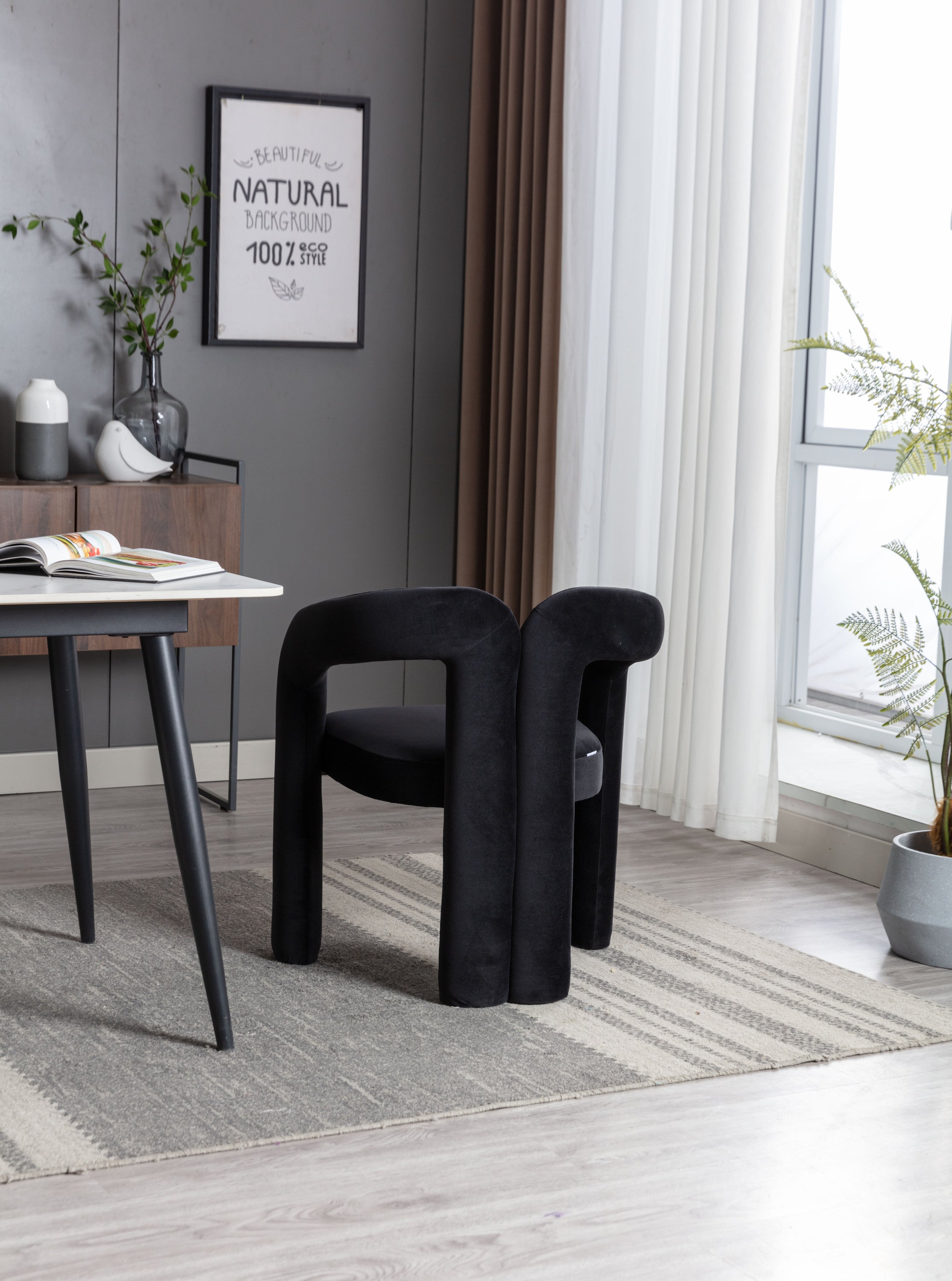 Contemporary Designed Velvet Fabric Upholstered Accent/Dining Chair /Barrel Side Chairs Kitchen Armchair for Living Room set of 2 (Black Velvet) - Grand Goldman Shop