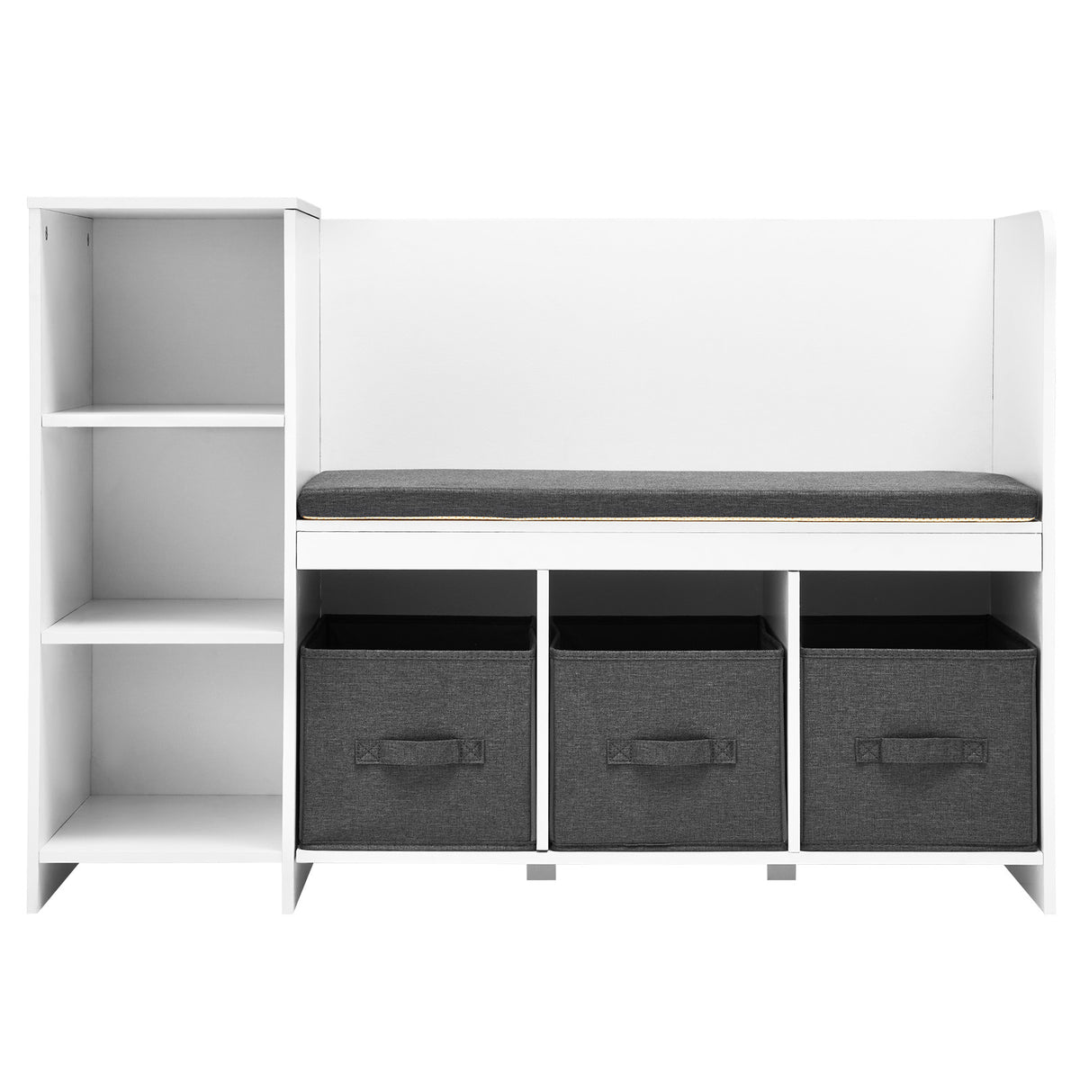 Kids Reading Nook Bench, Toddler Bookshelf and Bookcase with Detachable Seat Cushion, 6-Cubby Storage Organizer Bench with 3 