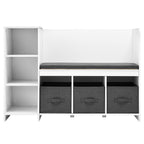 Kids Reading Nook Bench, Toddler Bookshelf and Bookcase with Detachable Seat Cushion, 6-Cubby Storage Organizer Bench with 3 