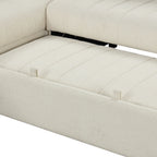 Modern L-shaped Sectional Pull Out Sofa Bed with USB Ports and Storage Ottoman, Beige, Jacquard Fabric, 82.6' - Grand Goldman Shop