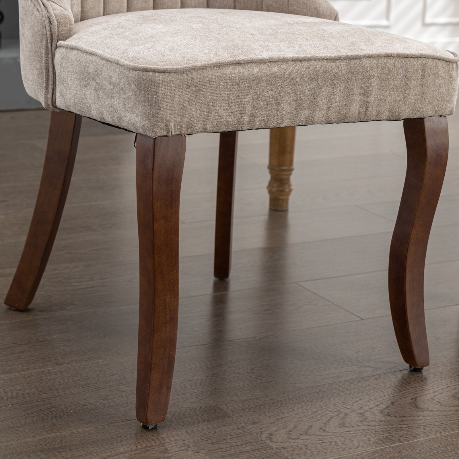 Rayon Cloth Flocking Linen Dining Chairs Channel Kitchen Dinner Chair Comfy Fabric Upholstered Accent Chair for Dining Room with Curved Solid Wood Legs,Set of 2 (Beige), SW1847BG - Grand Goldman Shop