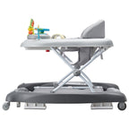 4-in-1 Baby Walker, Foldable Baby Activity Center on Wheels, 3 Adjustable Height, Music & Toys Tray, Learning-Seated,Walk-Beh