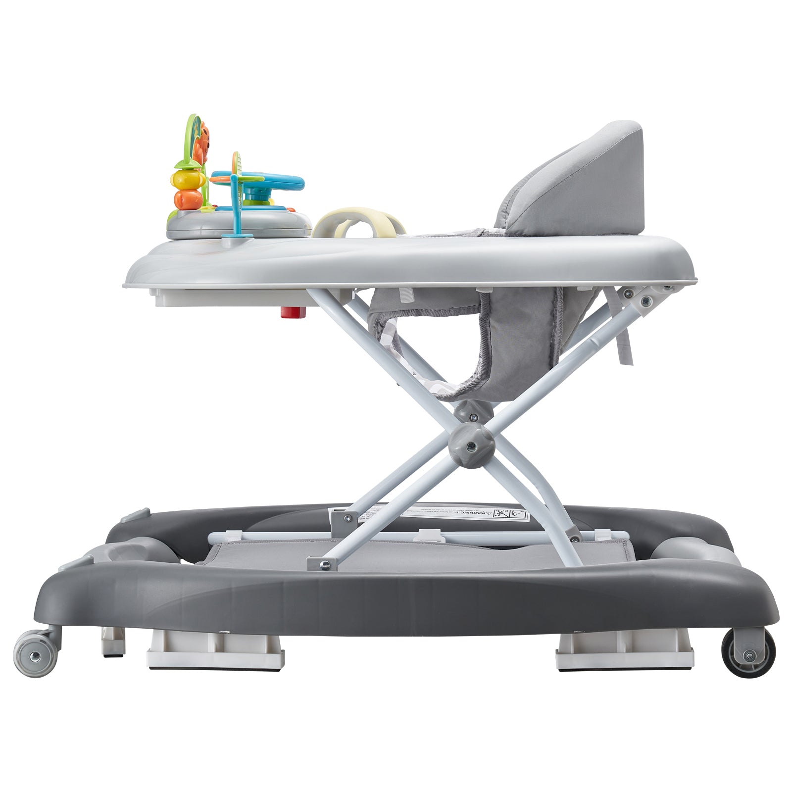4-in-1 Baby Walker, Foldable Baby Activity Center on Wheels, 3 Adjustable Height, Music & Toys Tray, Learning-Seated,Walk-Beh