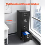 4 Drawer File Cabinet with Lock, Metal Vertical Filing Storage Cabinets for Home Office, Heavy-Duty Cabinet with Detachable H