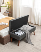 Storage Bench with Storage Bench for Bedroom End of Bed Bench Foot of Bed Bench Entryway Bench Storage Ottoman Bench 43.3' W x 17.7' Dark Grey Leather Bench - Grand Goldman Shop