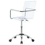 Clear and Chrome Acrylic Office Chair with Caster Wheels - Futuristic Design, Adjustable Height, Durable Metal Frame - Grand 