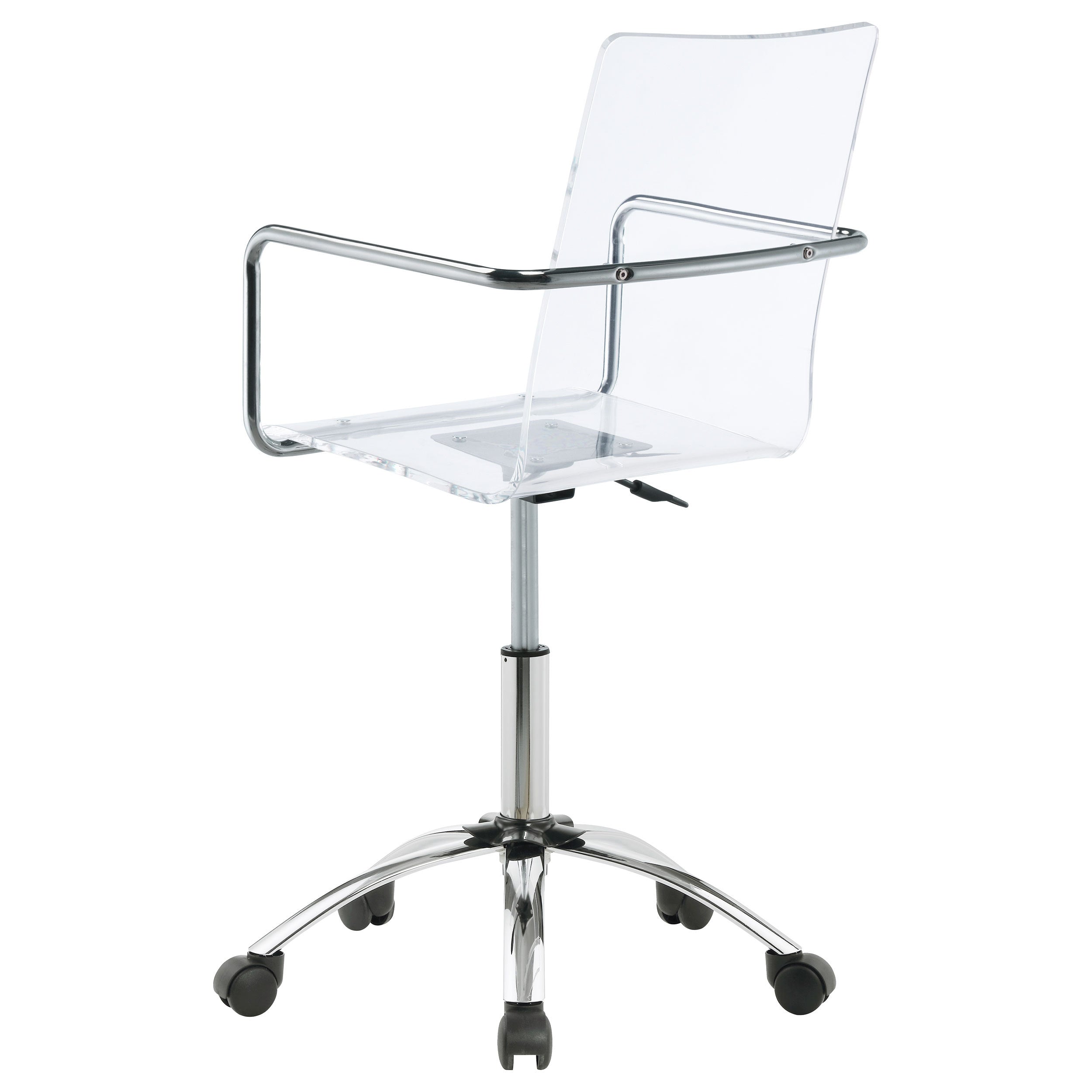 Clear and Chrome Acrylic Office Chair with Caster Wheels - Futuristic Design, Adjustable Height, Durable Metal Frame - Grand 
