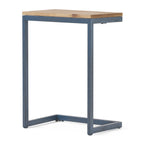 Large C-shaped End Table with Iron Base and Fir Wood Top, Black - Grand Goldman Shop