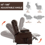 Brown Leatheraire Dual Motor Infinite Position Up to 350 LBS Power Lift Recliner Chair with Power-Remote, Heat Massage and Heavy Duty Motion Mechanism - Grand Goldman Shop