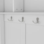 Modern Hallway Hall Tree with Metal Hooks and Storage Space, Multi-Functional Entryway Coat Rack with Shoe Cubbies, White - Grand Goldman Shop