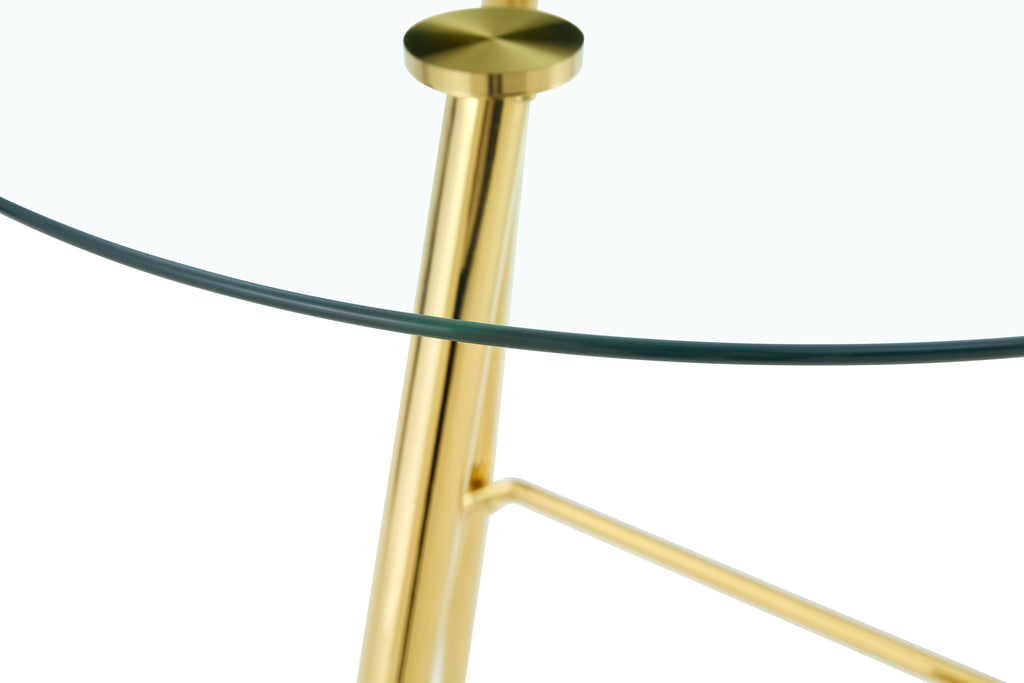 36 Inch Height Bar Table, 34 Inch Round Tempered Glass Top Pub Table with Chrome-Plated Golden Metal Legs, Modern Bistro Table for Kitchen Island/Bar/Cafe - Grand Goldman Shop