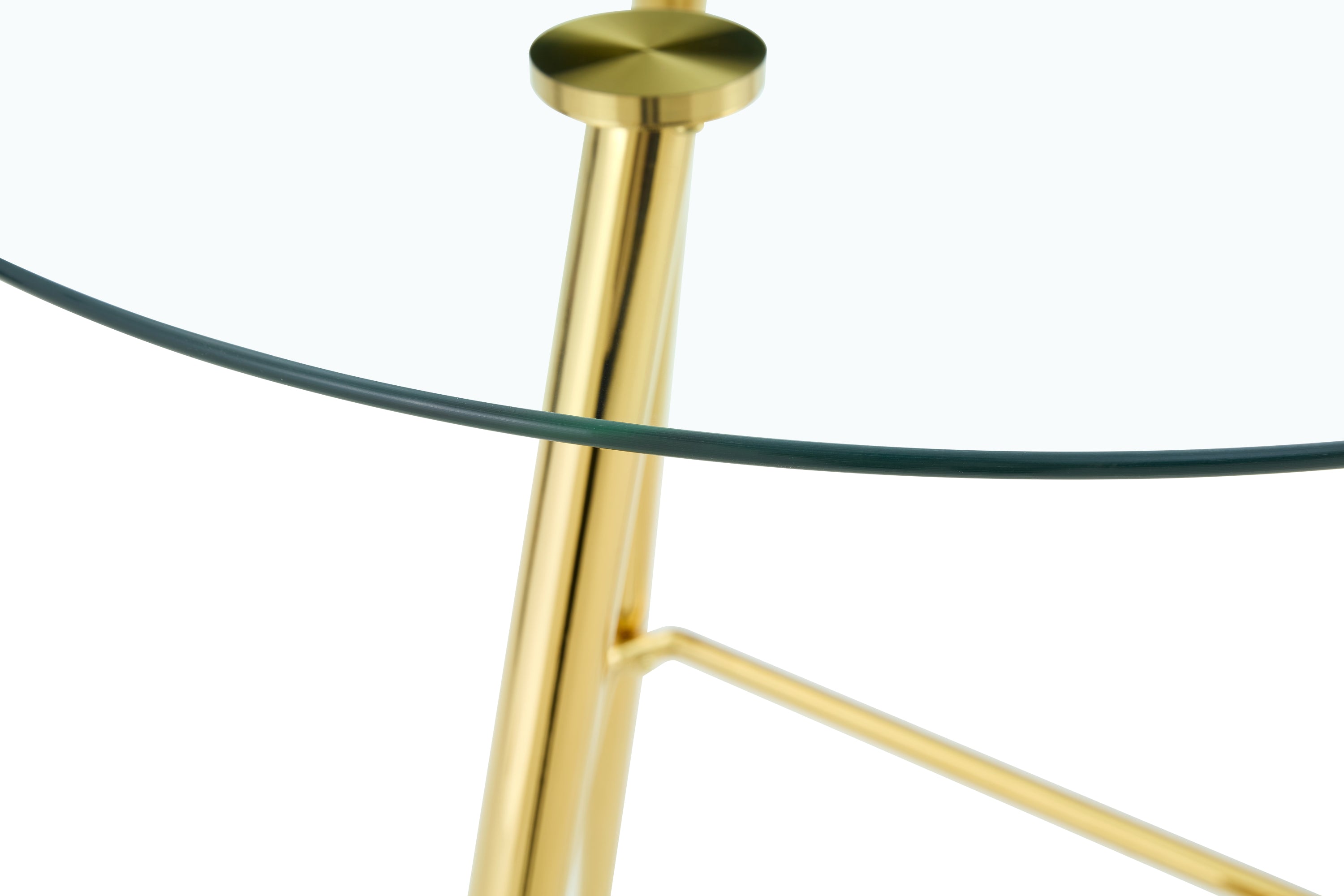 36 Inch Height Bar Table, 34 Inch Round Tempered Glass Top Pub Table with Chrome-Plated Golden Metal Legs, Modern Bistro Table for Kitchen Island/Bar/Cafe - Grand Goldman Shop