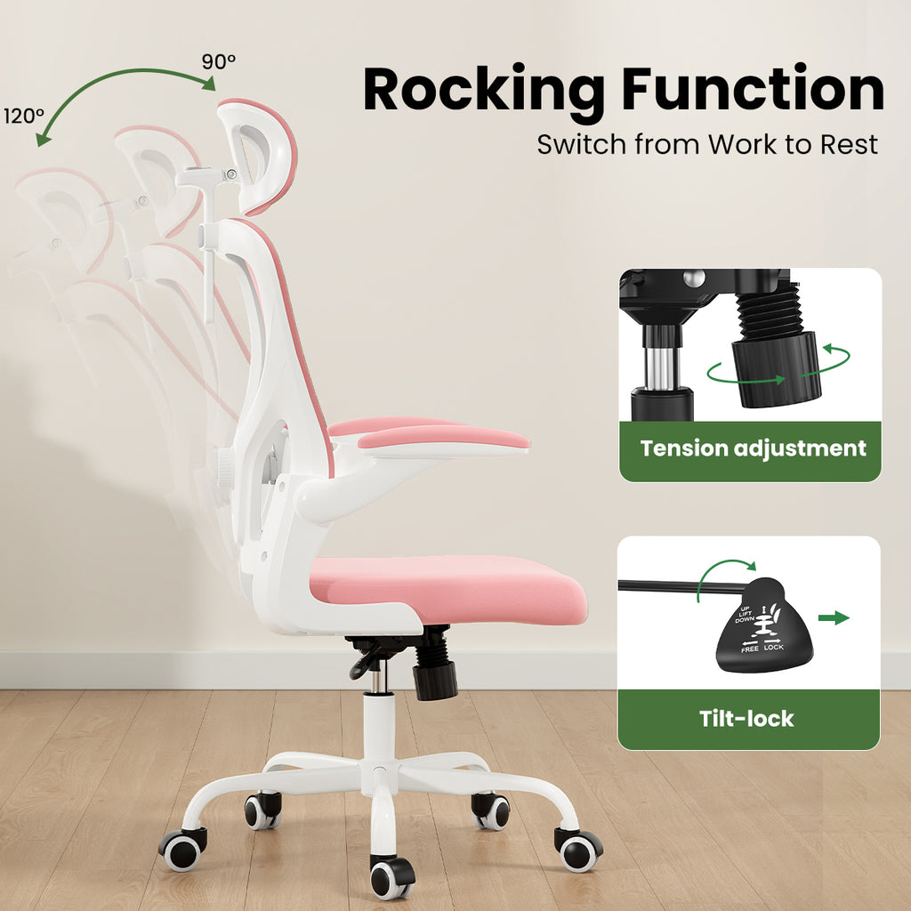 Ergonomic Office Chair, Home Office Desk Chair with Headrest, High Back Computer Chair with Armrests and Adjustable Lumbar Su