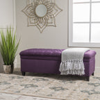 Juliana Storage Ottoman Purple Fabric with Birch Legs 50x20.5x18.3 Inch - Grand Goldman Shop