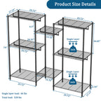 Heavy Duty Garment Rack With 8 Adjustable Wire Shelves and 5 Clothes Rails, Freestanding Closet Organizer, Black Metal - Grand Goldman Shop