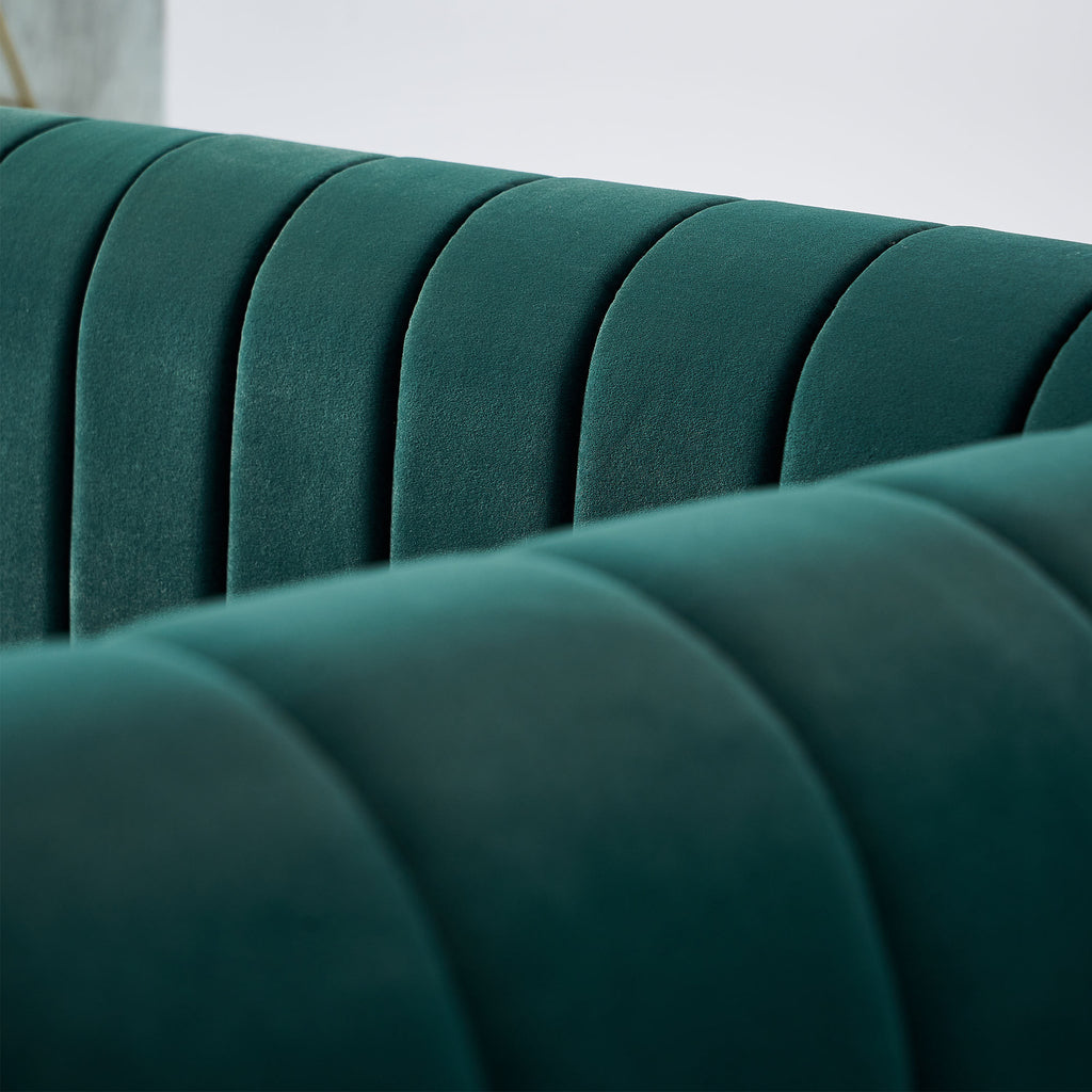 Contemporary Velvet Sofa Couch 84.25''W for Living Room, Green - Grand Goldman Shop