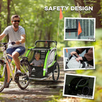 Aosom 3-in-1 Walk/Jog/Ride Child Baby Bike Trailer for Kids 2 Seater, High-Visibility Bike Stroller for Toddler Wagon, Weathe