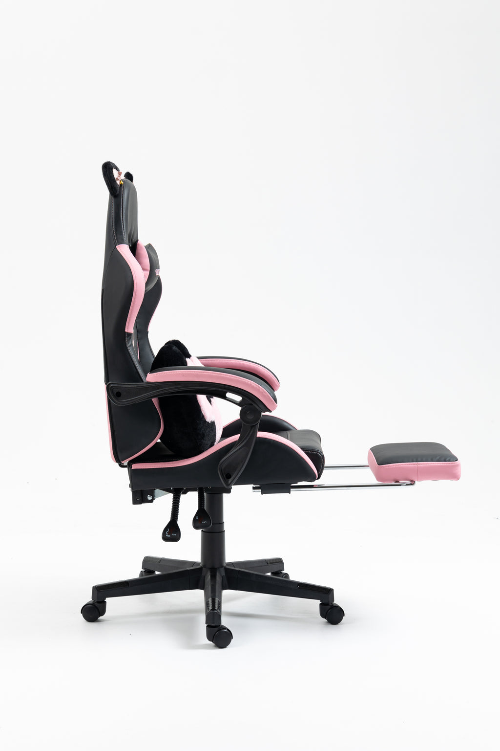 Cute Cat Gaming Chair with Paw Lumbar Cushion, PC Video Gamer Chair for Girl Teen Woman (Black) - Grand Goldman