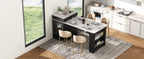 K&K 59.5' Kitchen Island with Extendable Dining Table, Kitchen Storage Table with Double-sided Storage, Kitchen Island with 2 Drawers, Power Outlet, Side Open Shelves, for Kitchen, Dining Room, Black - Grand Goldman Shop