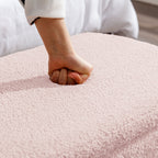 Pink Storage Ottoman Bench for End of Bed Gold Legs, Modern Grey Faux Fur Entryway Bench Upholstered Padded with Storage for Living Room Bedroom - Grand Goldman Shop